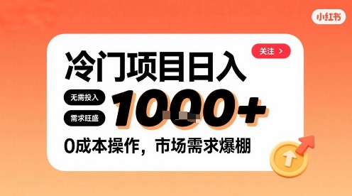 在小红书上发现个冷门路子，需求不小，零成本操作，每天能有1k进账 - 来及网络