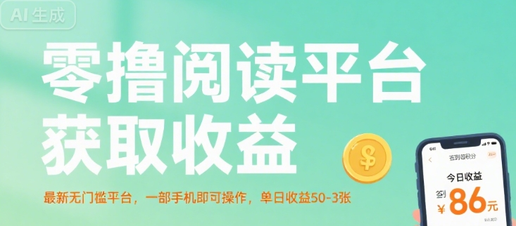 零撸阅读平台获取收益，最新无门槛平台，一部手机即可操作，单日收益50-3张【揭秘】 - 来及网络