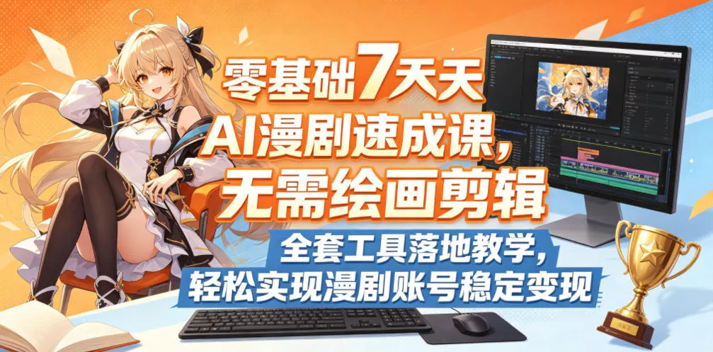 零基础7天AI漫剧速成课，无需绘画剪辑，全套工具落地教学，轻松实现漫剧账号稳定变现 - 来及网络