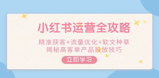 （14207期）小红书运营全攻略，精准获客+流量优化+软文种草，揭秘高客单产品投放技巧 - 来及网络