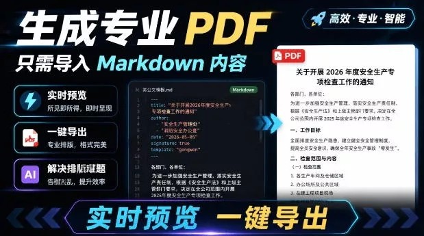 只需导入Markdown内容，实时预览一键导出专业PDF！轻松解决AI生成内容排版问题Presto - 来及网络