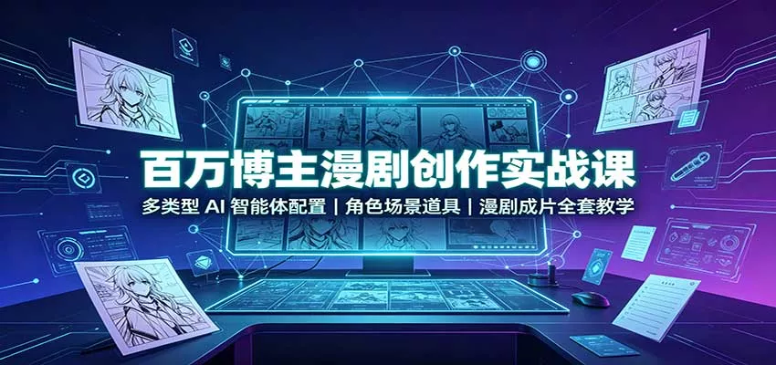 百万博主漫剧创作实战课：多类型AI智能体配置，角色场景道具，漫剧成片全套教学 - 来及网络