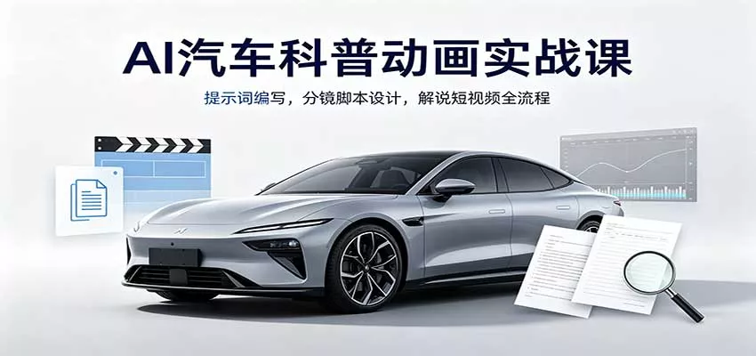 AI汽车科普动画实战课：提示词编写，分镜脚本设计，解说短视频全流程 - 来及网络