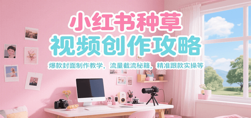 小红书种草视频创作攻略，爆款封面制作教学 ，流量截流秘籍 ，精准跟款实操等 - 来及网络