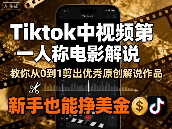 Tiktok中视频第一人称电影解说，教你从0到1剪出一个优秀的原创解说作品，新手也能挣美金 - 来及网络