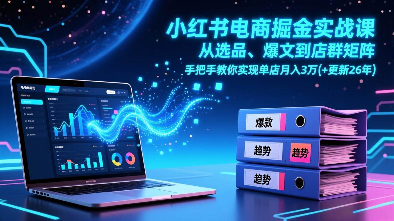 （17290期）小红书电商掘金实战课，从选品、爆文到店群矩阵，手把手教你实现单店月入3万+(更新26年) - 来及网络