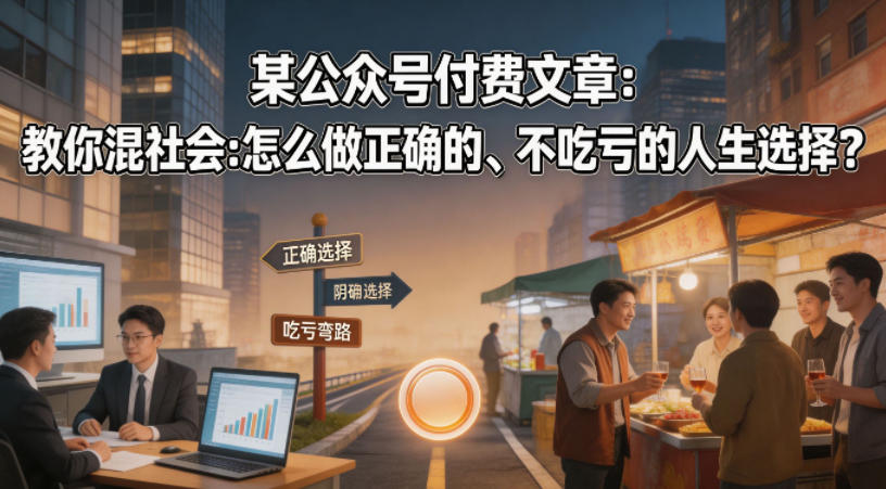 某公众号付费文章：教你混社会：怎么做正确的、不吃亏的人生选择？ - 来及网络