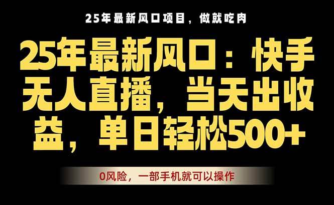 （16007期）25年最新无人直播玩法，当天秒出单，一部手机就可操作 - 来及网络
