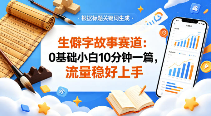 公众号流量主——生僻字故事赛道，流量稳，好上手，0基础小白也能10分钟一篇 - 来及网络