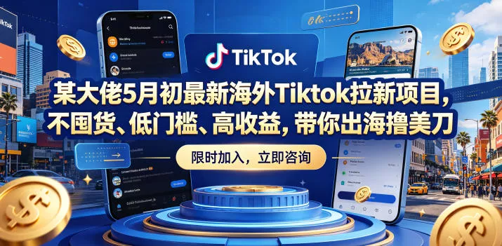 某大佬5月初最新海外Tiktok拉新项目，不囤货、低门槛、高收益，带你出海撸美刀 - 来及网络