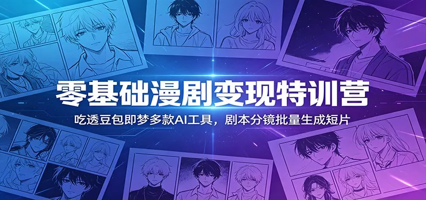 零基础漫剧变现特训营：玩转豆包即梦多款AI工具，剧本分镜批量生成短片 - 来及网络