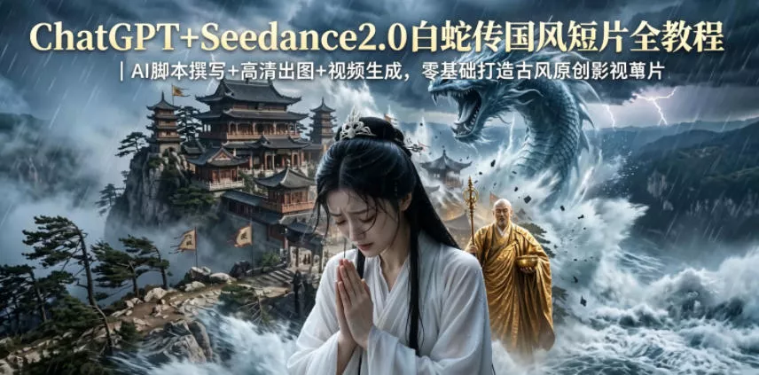 ChatGPT+Seedance2.0白蛇传国风短片全教程｜AI脚本撰写+高清出图+视频生成，零基础打造古风原创影视短片 - 来及网络