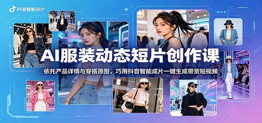 AI服装动态短片创作课：依托产品详情与穿搭原图，巧用抖音智能成片一键生成带货短视频 - 来及网络