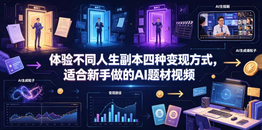 体验不同人生副本四种变现方式，适合新手做的AI题材视频 - 来及网络