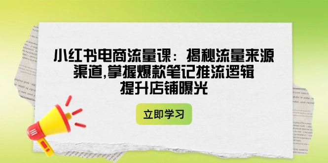 （14318期）小红书电商流量课：揭秘流量来源渠道,掌握爆款笔记推流逻辑,提升店铺曝光 - 来及网络