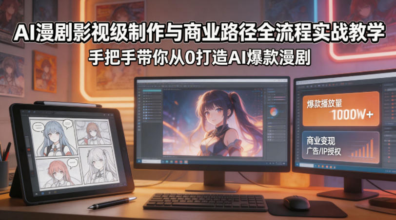 AI漫剧影视级制作与商业路径全流程实战教学，手带你从0打造AI爆款漫剧 - 来及网络