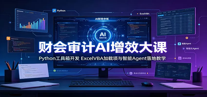 财会审计AI增效大课：Python工具箱开发，ExcelVBA加载项与智能Agent落地教学 - 来及网络