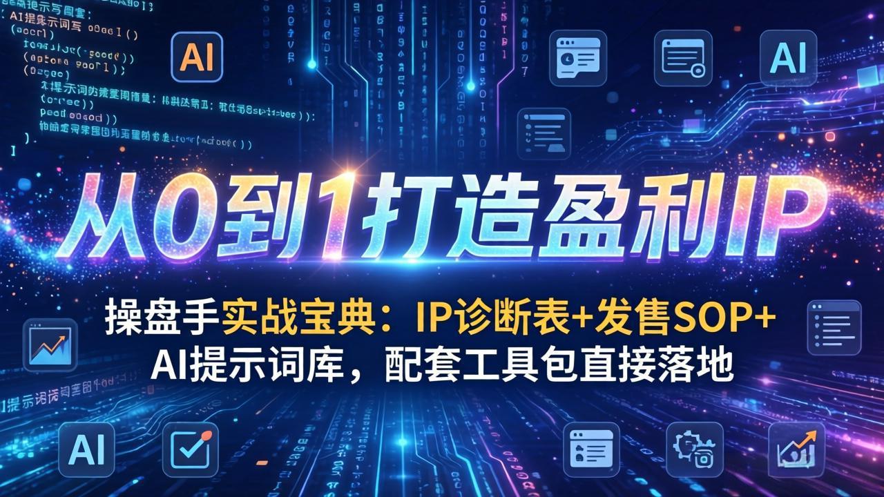 操盘手实战宝典：IP诊断表+发售SOP+AI提示词库，配套工具包直接落地，从0到1打造盈利IP - 来及网络