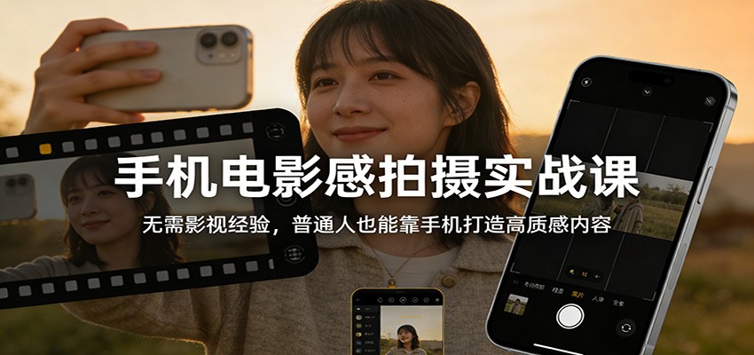 手机电影感拍摄实战课：无需影视经验，普通人也能靠手机打造高质感内容 - 来及网络