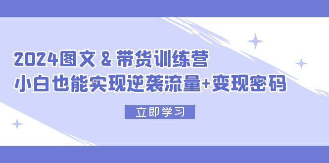 （12137期）2024 图文+带货训练营，小白也能实现逆袭流量+变现密码 - 来及网络