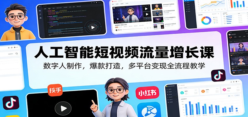 人工智能短视频流量增长课：数字人制作，爆款打造，多平台变现全流程教学 - 来及网络