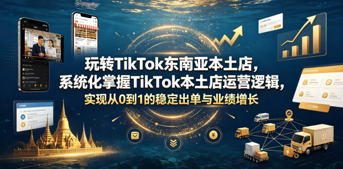 玩转TikTok东南亚本土店，系统化掌握TikTok本土店运营逻辑，实现从0到1的稳定出单与业绩增长 - 来及网络