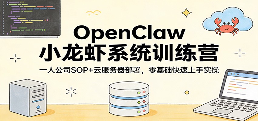 OpenClaw小龙虾系统训练营：一人公司SOP，云服务器部署，零基础快速上手实操 - 来及网络