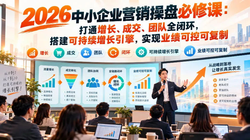 2026中小企业营销操盘必修课：打通增长、成交、团队全闭环，搭建可持续增长引擎，实现业绩可控可复制 - 来及网络