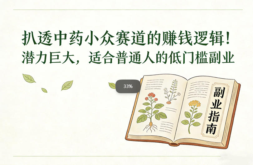 扒透中药小众赛道的賺米逻辑，潜力巨大，适合普通人的低门槛副业 - 来及网络