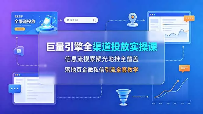 巨量引擎全渠道投放实操课，信息流搜索聚光地推全覆盖，落地页企微私信引流全套教学 - 来及网络
