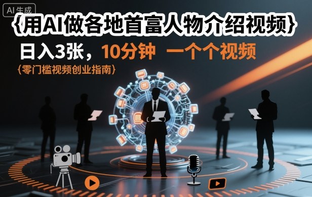 用AI做各地首富人物介绍视频，日入3张，10分钟一个视频 - 来及网络