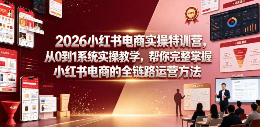 2026小红书电商实操特训营，从0到1系统实操教学，帮你完整掌握小红书电商的全链路运营方法 - 来及网络
