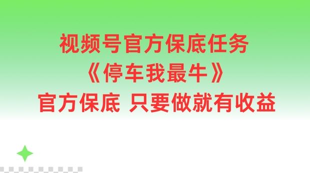 视频号官方保底任务，停车我最牛，官方保底只要做就有收益【揭秘】 - 来及网络