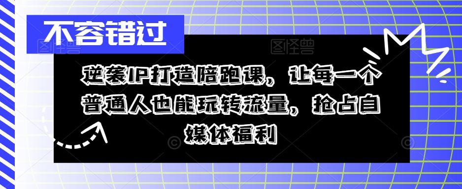 逆袭IP打造陪跑课，让每一个普通人也能玩转流量，抢占自媒体福利 - 来及网络