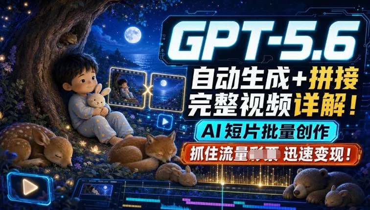 GPT-5.6自动生成＋拼接完整视频详解，AI短片批量创作，抓住流量迅速变现！ - 来及网络