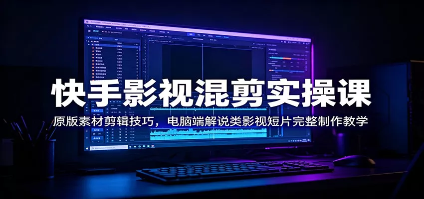 快手影视混剪实操课：原版素材剪辑技巧，电脑端解说类影视短片完整制作教学 - 来及网络