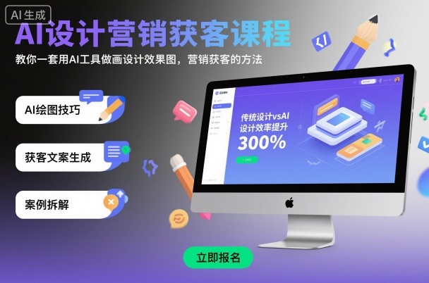AI设计营销获客课程，教你一套用AI工具做画设计效果图，营销获客的方法 - 来及网络