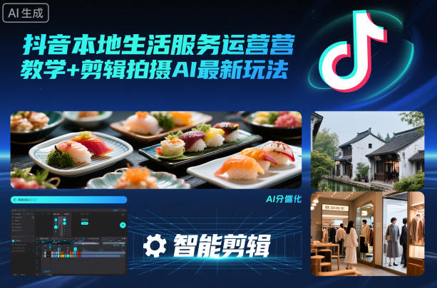 抖音本地生活服务运营教学+剪辑拍摄AI最新玩法 - 来及网络