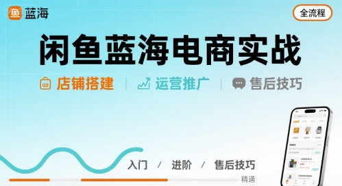 闲鱼蓝海电商实战，店铺搭建运营售后全流程 - 来及网络