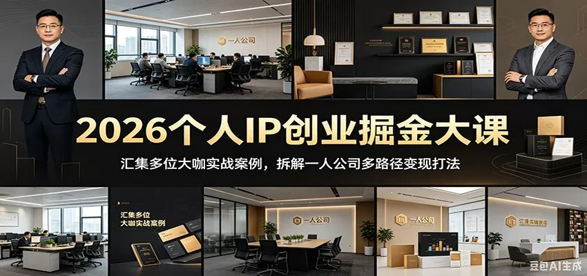 2026个人IP创业掘金大课：汇集多位大咖实战案例，拆解一人公司多路径变现打法 - 来及网络
