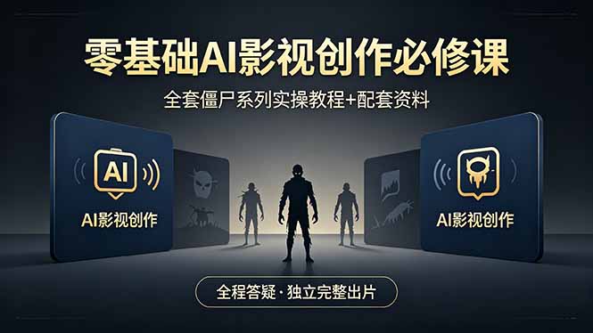 零基础AI影视创作必修课，全套僵尸系列实操教程加配套资料，全程答疑带你独立完整出片 - 来及网络