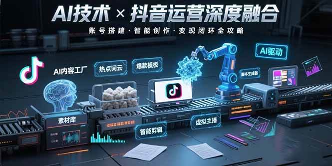 （15630期）AI技术与抖音运营的深度融合应用：涵盖账号搭建、内容创作、收益变现等 - 来及网络