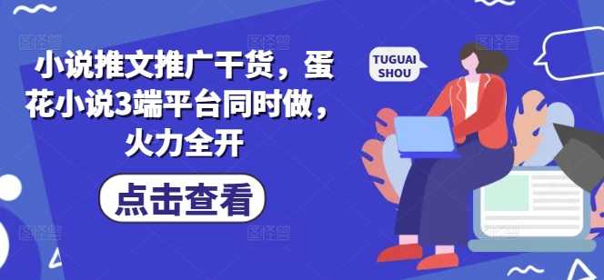 小说推文推广干货，蛋花小说3端平台同时做，火力全开 - 来及网络
