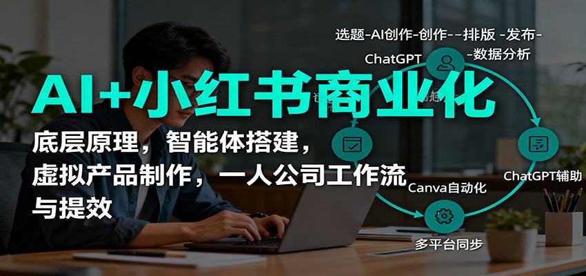 AI+小红书商业化，底层原理，智能体搭建，虚拟产品制作，一人公司工作流与提效 - 来及网络