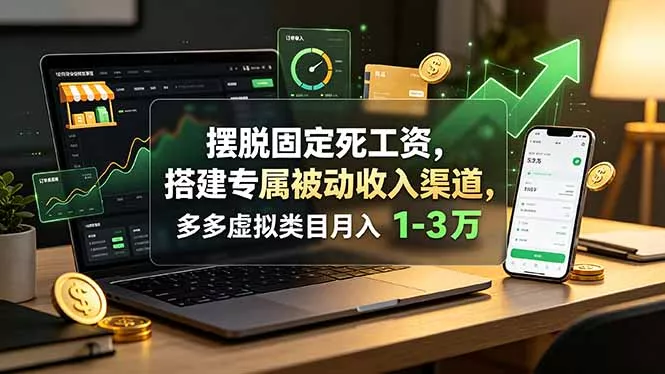 摆脱固定死工资，搭建专属被动收入渠道，多多虚拟类目月入 1-3 万 - 来及网络