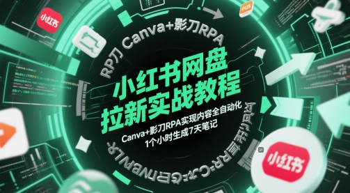 小红书网盘拉新实战教程，Canva+影刀RPA实现内容全自动化，1个小时生成7天笔记 - 来及网络
