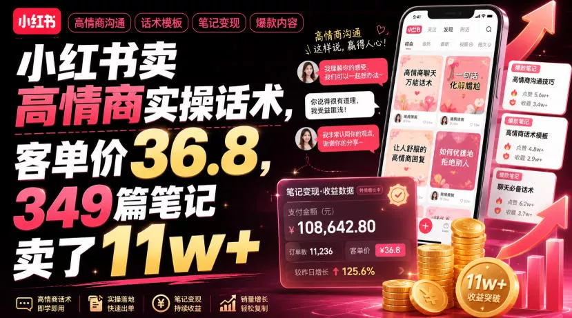 小红书卖高情商实操话术，客单价36.8，349篇笔记卖了11w+！ - 来及网络