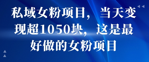 私域女粉项目，当天变现超1k，这是最好做的女粉项目，可放大操作 - 来及网络