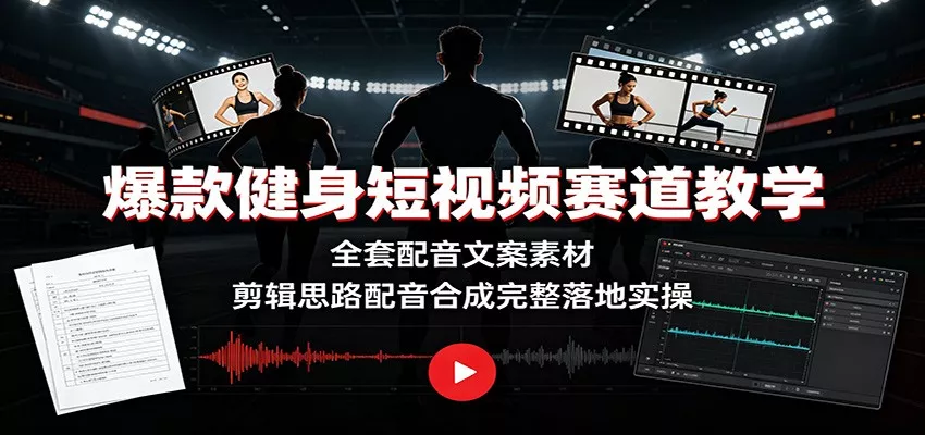爆款健身短视频赛道教学：全套配音文案素材，剪辑思路配音合成完整落地实操 - 来及网络