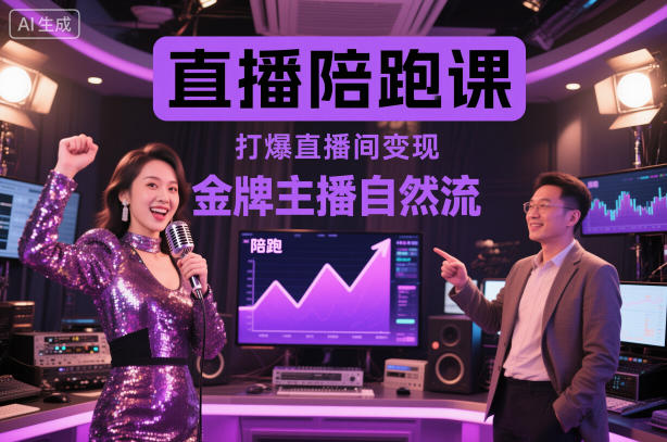 直播陪跑课，金牌主播自然流打爆直播间，复制高变现玩法 - 来及网络